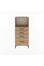 Arges Dolap Tek Raflı 4 Çekmeceli 60x30x134 Çam-Çam