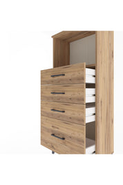 Arges Dolap Tek Raflı 4 Çekmeceli 60x30x134 Çam-Çam