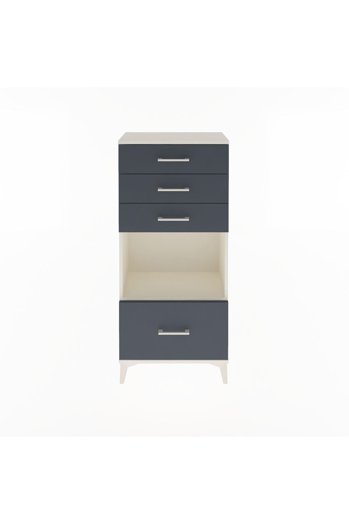 Arges Dolap Tek Raflı 4 Çekmeceli 60x30x134 Aytaşı-Antrasit