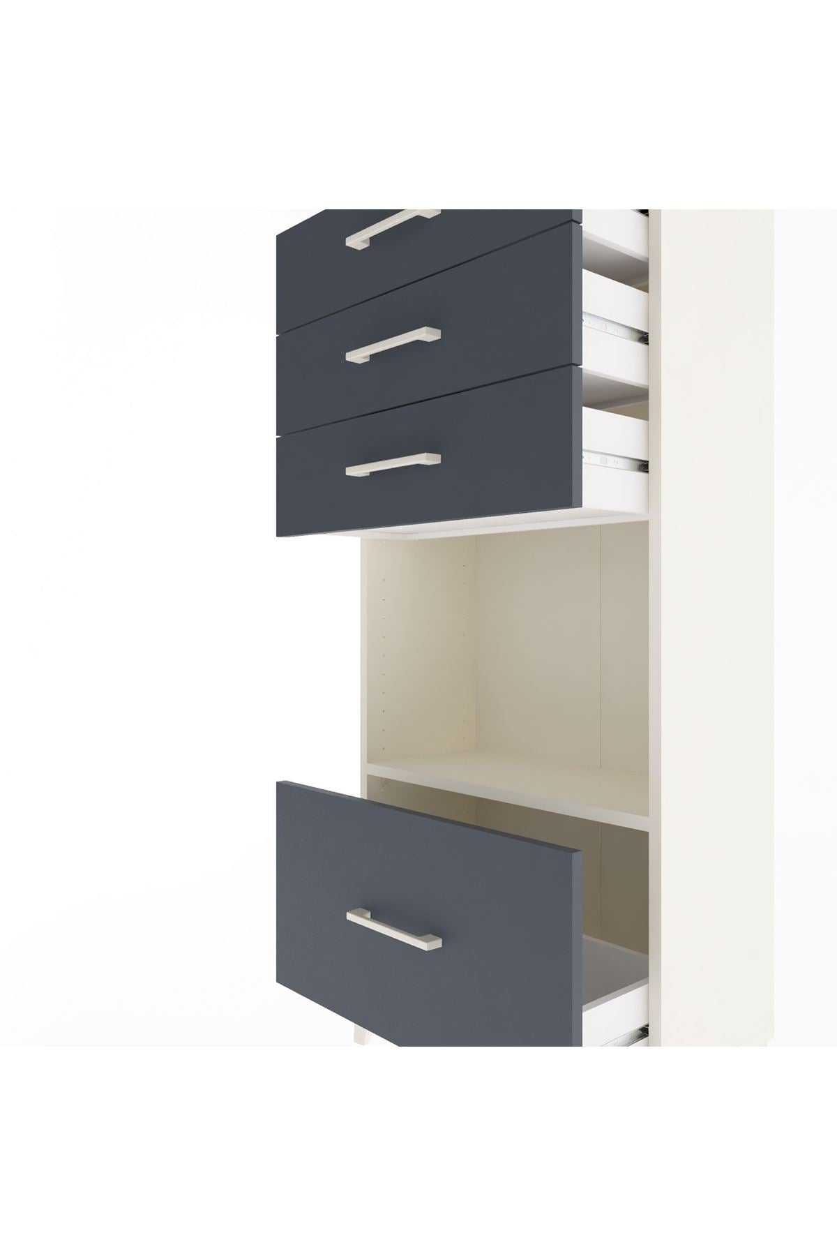 Arges Dolap Tek Raflı 4 Çekmeceli 60x30x134 Aytaşı-Antrasit