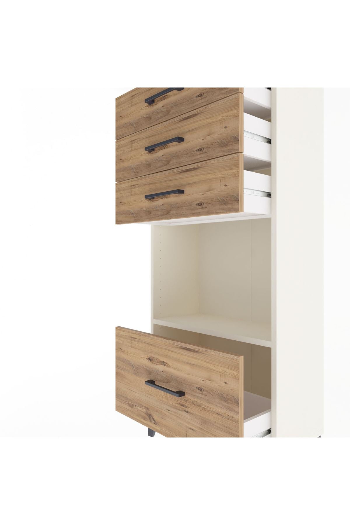 Arges Dolap Tek Raflı 4 Çekmeceli 60x30x134 Aytaşı-Çam