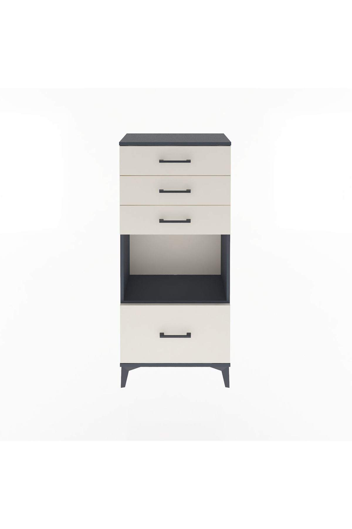 Arges Dolap Tek Raflı 4 Çekmeceli 60x30x134 Antrasit-Aytaşı