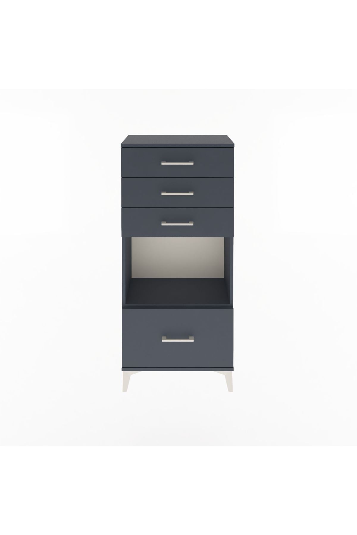 Arges Dolap Tek Raflı 4 Çekmeceli 60x30x134 Antrasit-Antrasit