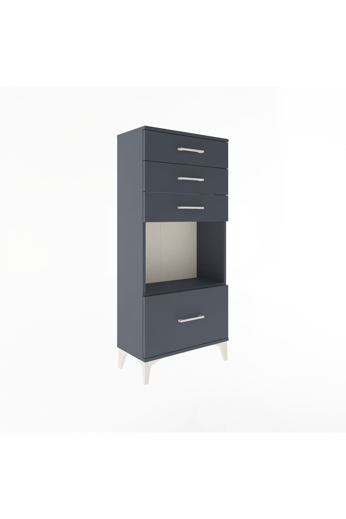 Arges Dolap Tek Raflı 4 Çekmeceli 60x30x134 Antrasit-Antrasit