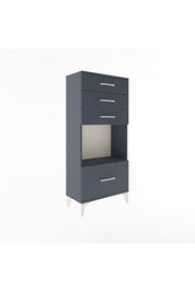 Arges Dolap Tek Raflı 4 Çekmeceli 60x30x134 Antrasit-Antrasit