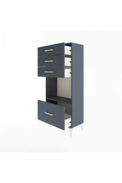 Arges Dolap Tek Raflı 4 Çekmeceli 60x30x134 Antrasit-Antrasit