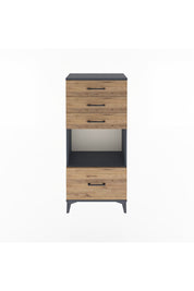 Arges Dolap Tek Raflı 4 Çekmeceli 60x30x134 Antrasit-Çam