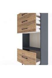 Arges Dolap Tek Raflı 4 Çekmeceli 60x30x134 Antrasit-Çam