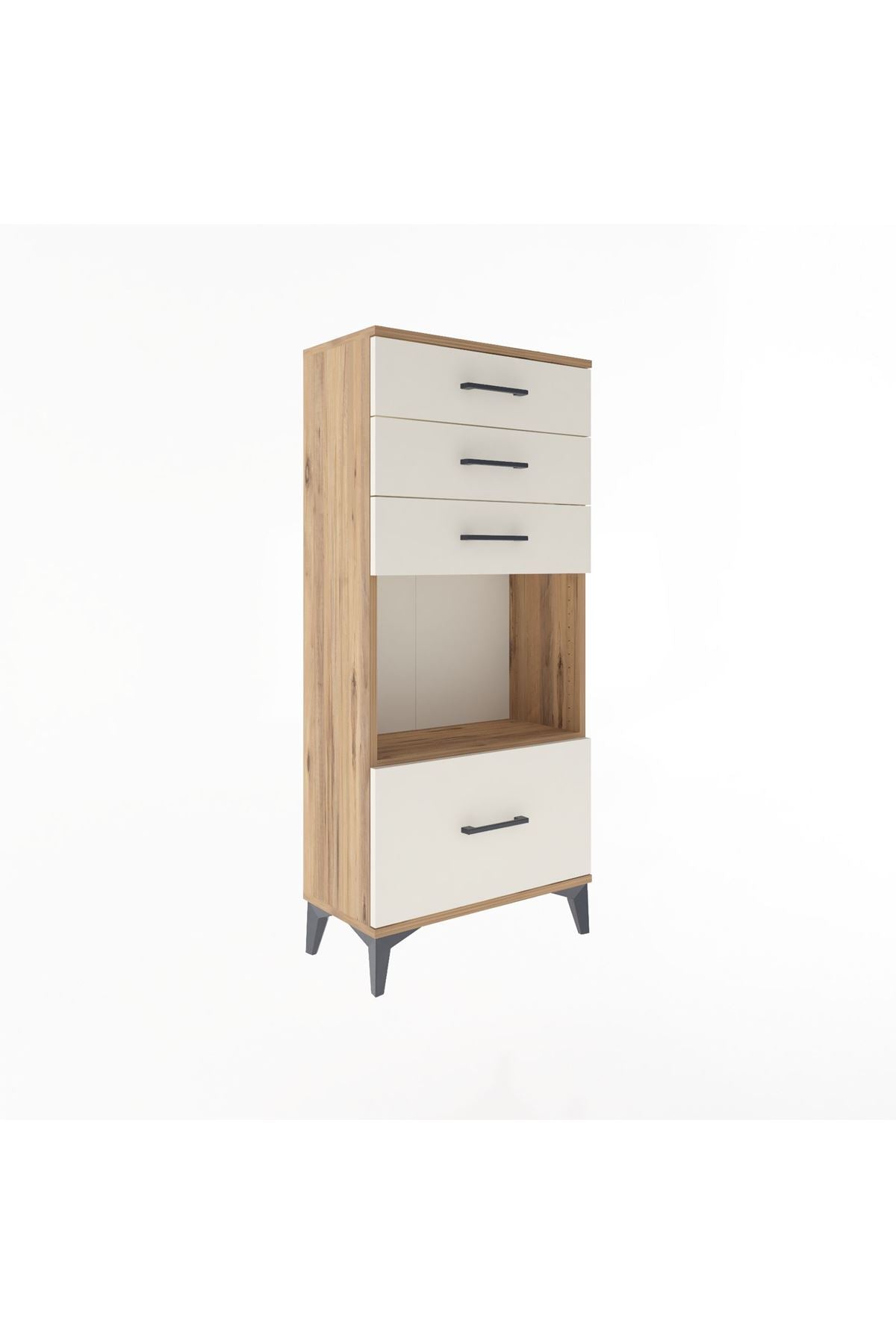 Arges Dolap Tek Raflı 4 Çekmeceli 60x30x134 Çam-Aytaşı