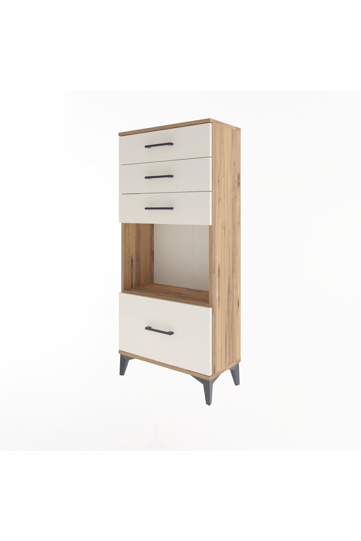 Arges Dolap Tek Raflı 4 Çekmeceli 60x30x134 Çam-Aytaşı