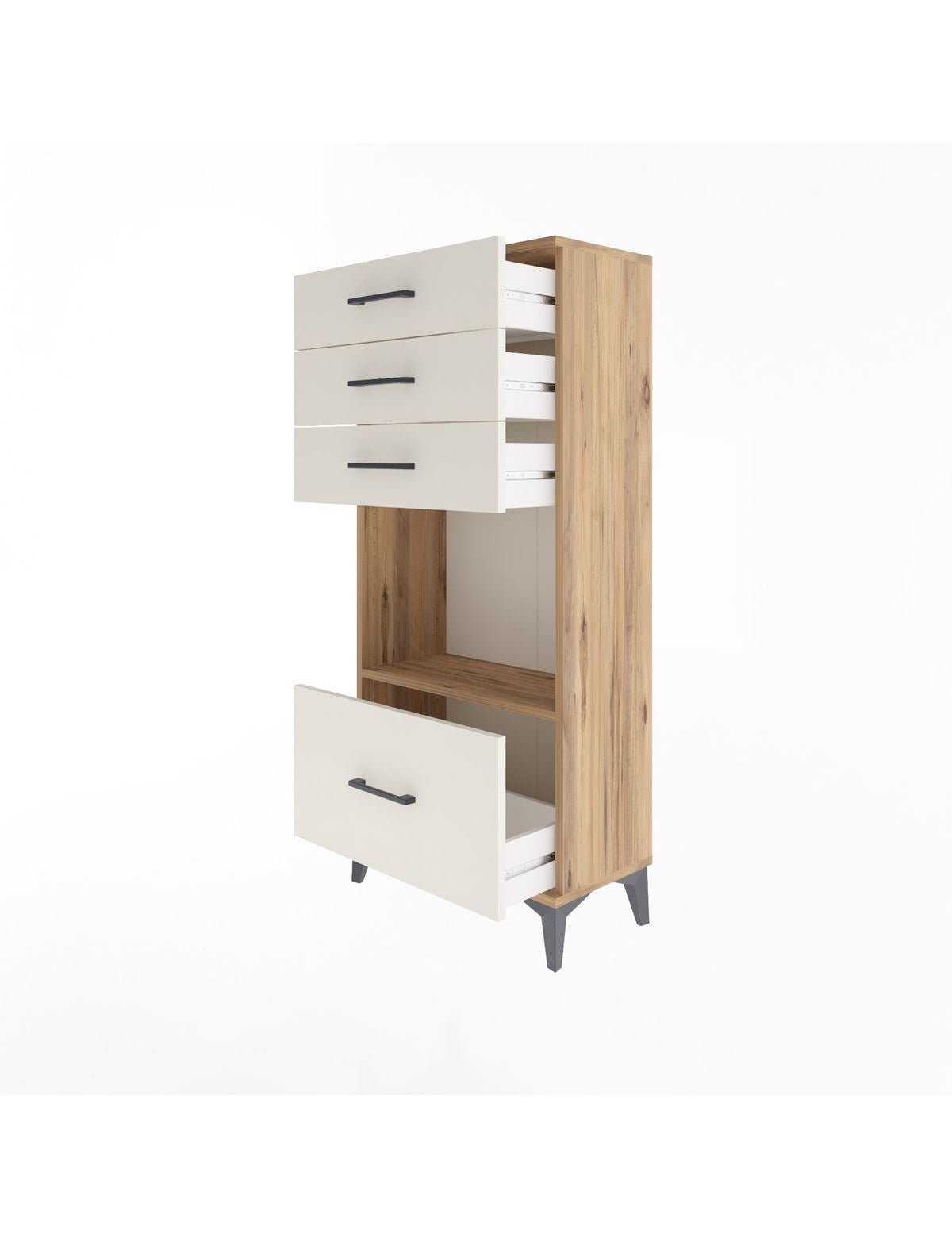 Arges Dolap Tek Raflı 4 Çekmeceli 60x30x134 - S17M010V7A