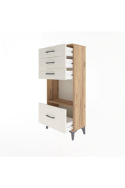 Arges Dolap Tek Raflı 4 Çekmeceli 60x30x134 Çam-Aytaşı