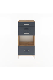 Arges Dolap Tek Raflı 4 Çekmeceli 60x30x134 Çam-Antrasit