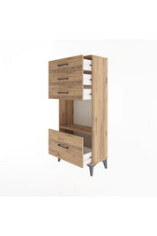 Arges Dolap Tek Raflı 4 Çekmeceli 60x30x134 Çam-Çam