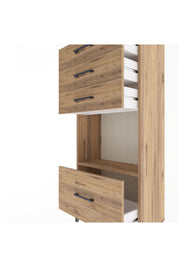 Arges Dolap Tek Raflı 4 Çekmeceli 60x30x134 Çam-Çam