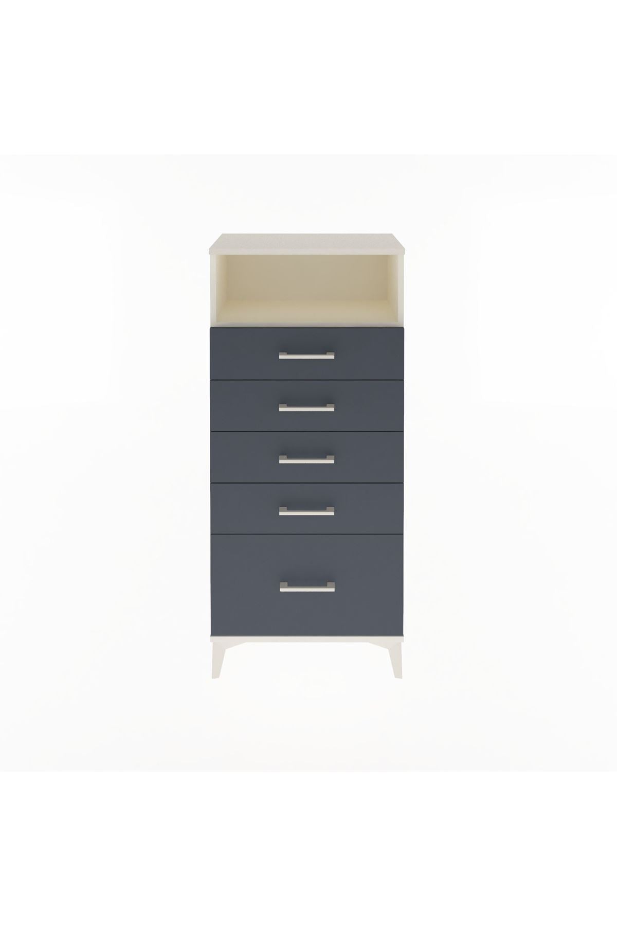 Arges Dolap Tek Raflı 5 Çekmeceli 60x30x134 Aytaşı-Antrasit