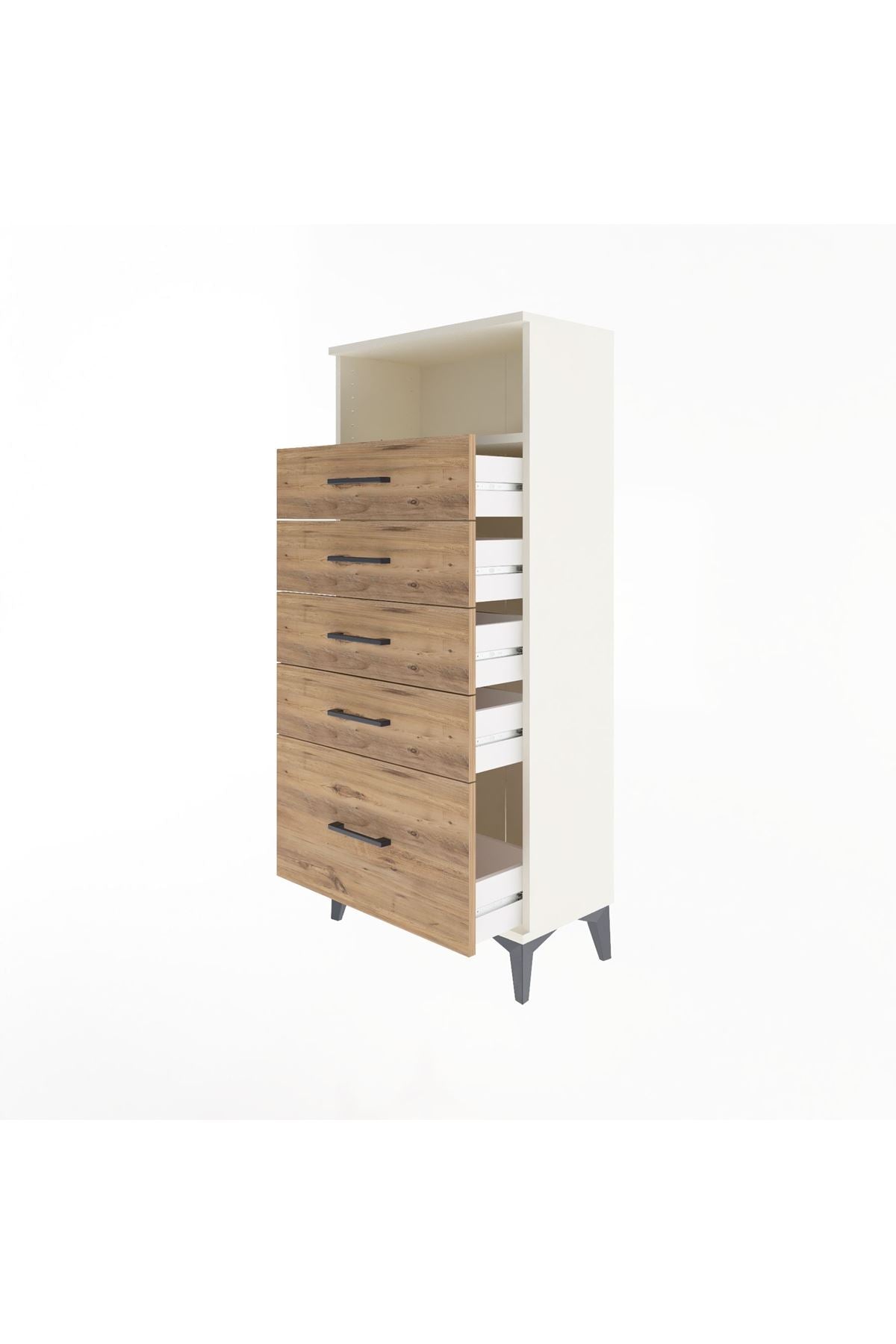 Arges Dolap Tek Raflı 5 Çekmeceli 60x30x134 Aytaşı-Çam