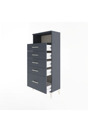 Arges Dolap Tek Raflı 5 Çekmeceli 60x30x134 Antrasit-Antrasit