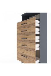 Arges Dolap Tek Raflı 5 Çekmeceli 60x30x134 Antrasit-Çam