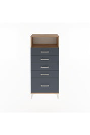 Arges Dolap Tek Raflı 5 Çekmeceli 60x30x134 Çam-Antrasit