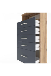 Arges Dolap Tek Raflı 5 Çekmeceli 60x30x134 Çam-Antrasit