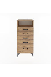 Arges Dolap Tek Raflı 5 Çekmeceli 60x30x134 Çam-Çam