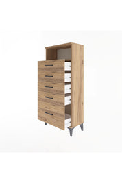 Arges Dolap Tek Raflı 5 Çekmeceli 60x30x134 Çam-Çam