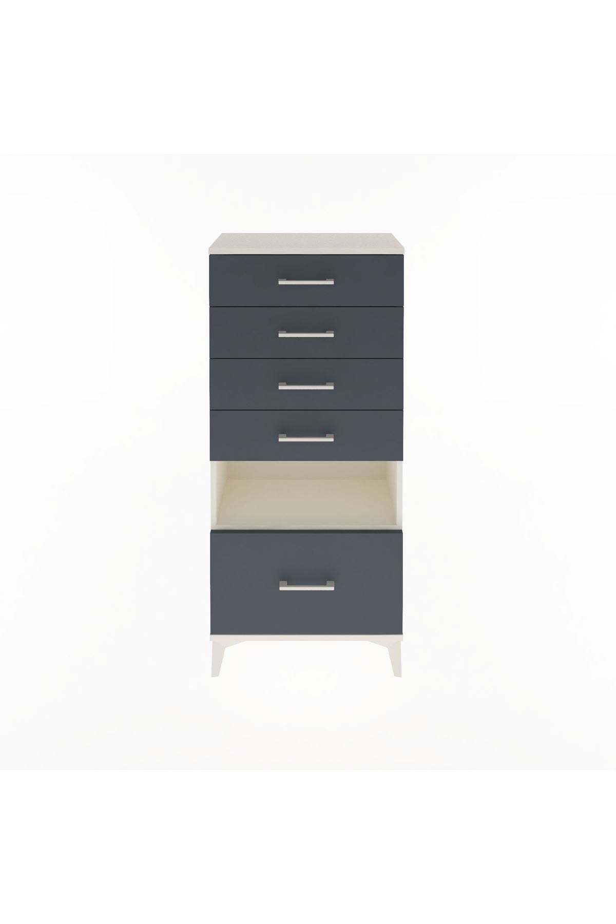 Arges Dolap Tek Raflı 5 Çekmeceli 60x30x134 Aytaşı-Antrasit