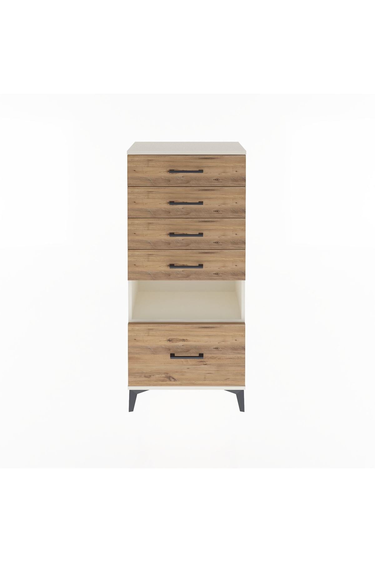 Arges Dolap Tek Raflı 5 Çekmeceli 60x30x134 Aytaşı-Çam