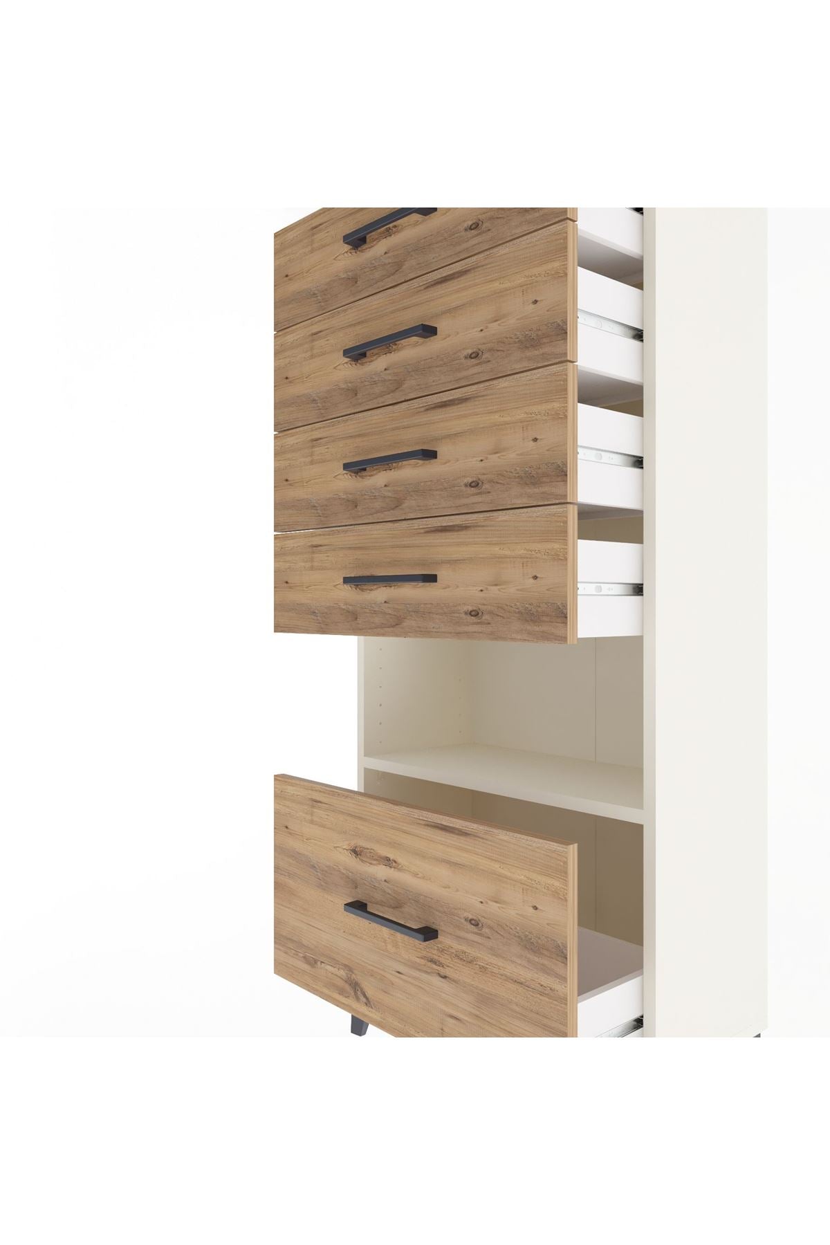 Arges Dolap Tek Raflı 5 Çekmeceli 60x30x134 Aytaşı-Çam