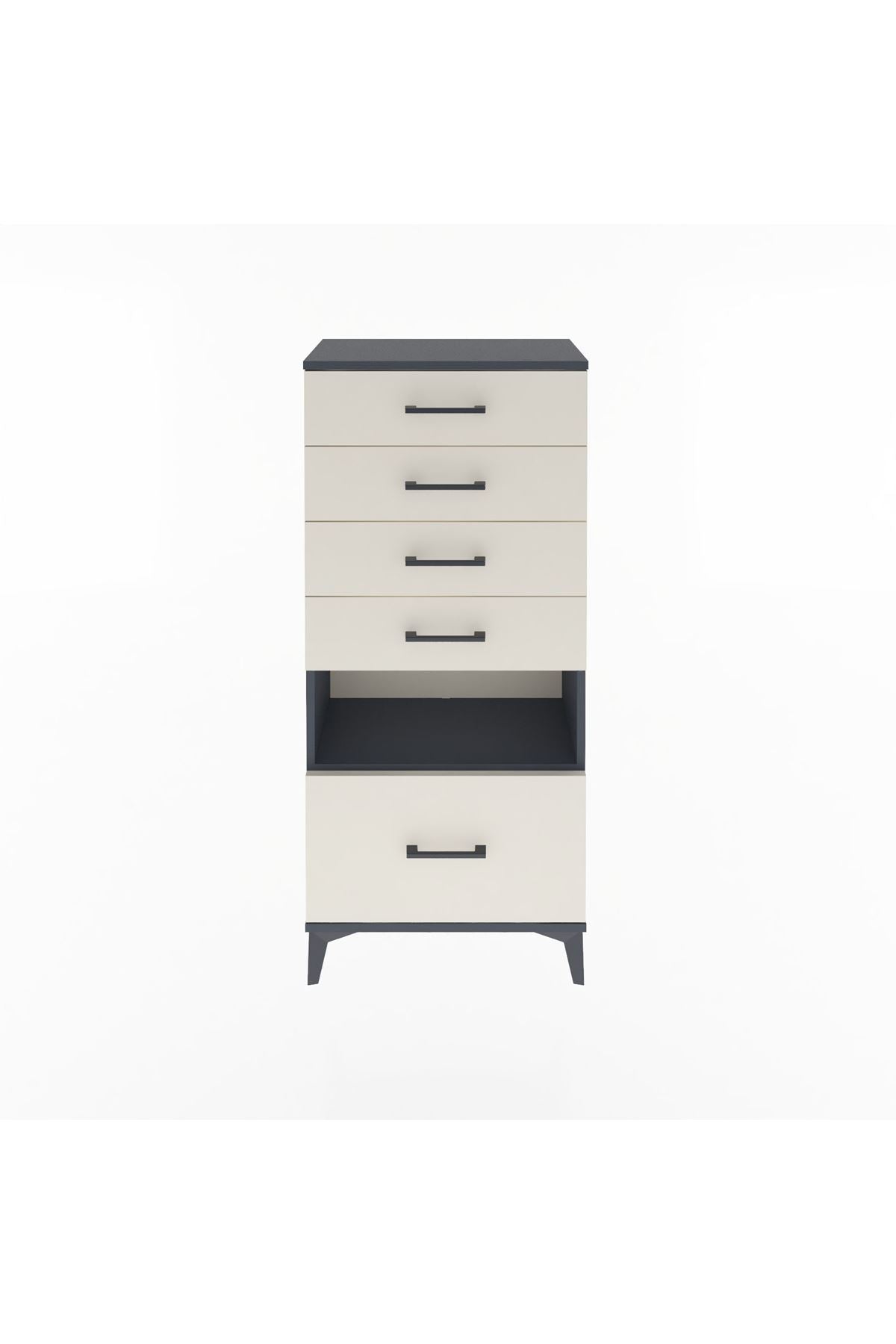 Arges Dolap Tek Raflı 5 Çekmeceli 60x30x134 Antrasit-Aytaşı