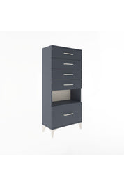 Arges Dolap Tek Raflı 5 Çekmeceli 60x30x134 Antrasit-Antrasit