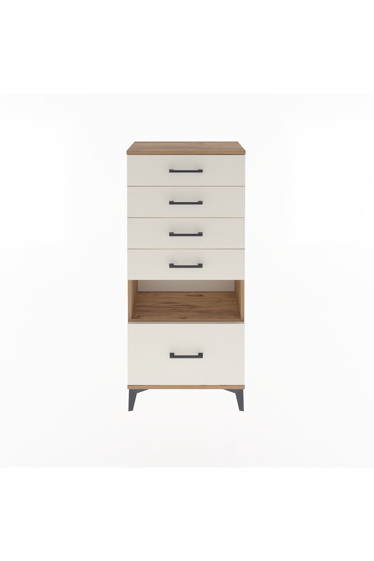 Arges Dolap Tek Raflı 5 Çekmeceli 60x30x134 Çam-Aytaşı