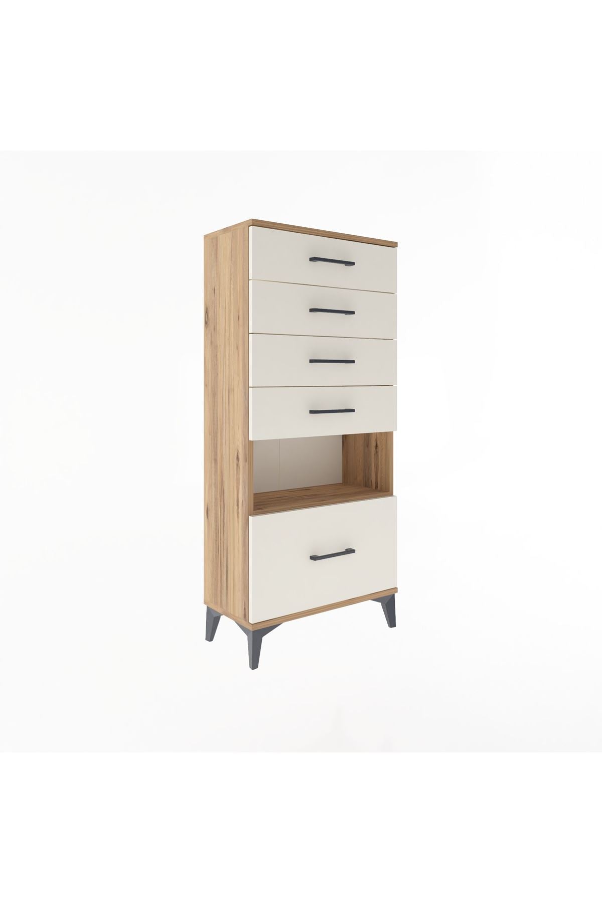 Arges Dolap Tek Raflı 5 Çekmeceli 60x30x134 Çam-Aytaşı