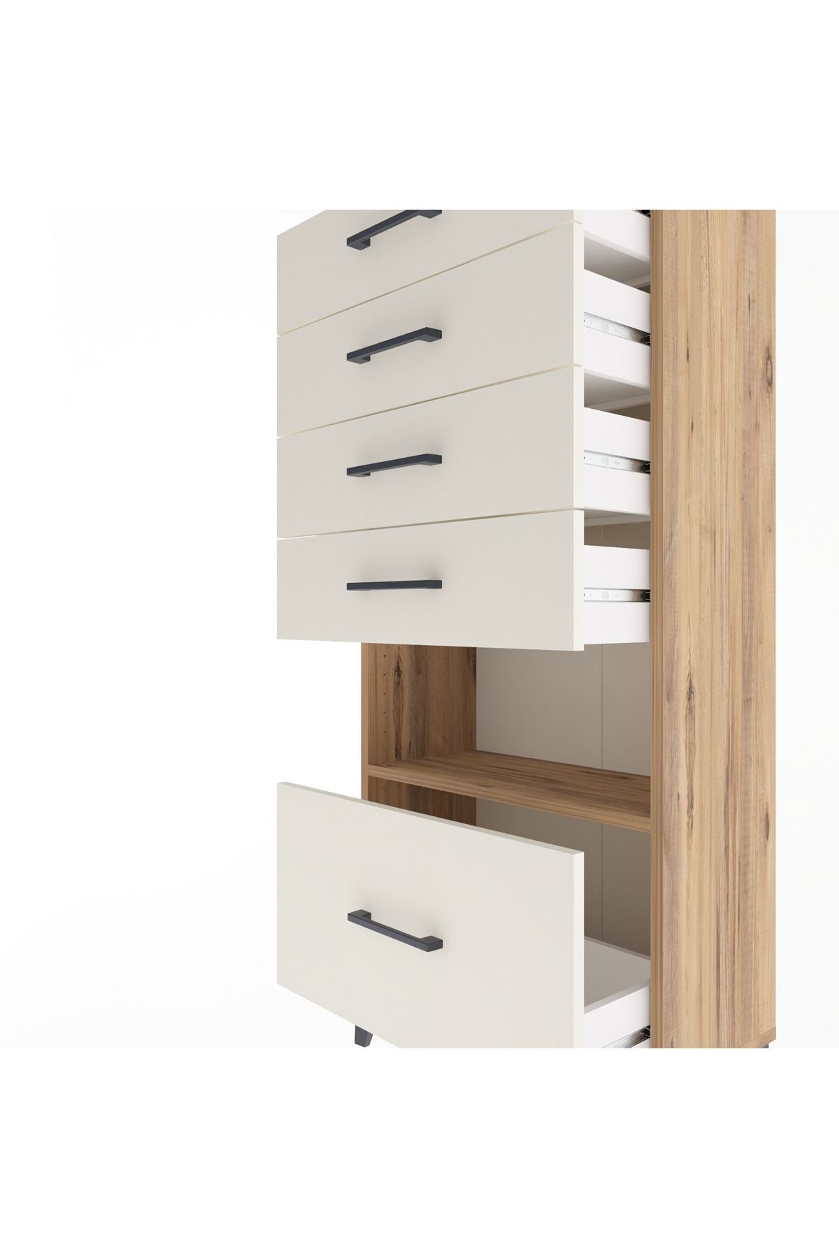 Arges Dolap Tek Raflı 5 Çekmeceli 60x30x134 Çam-Aytaşı