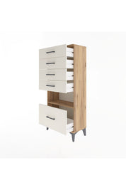 Arges Dolap Tek Raflı 5 Çekmeceli 60x30x134 Çam-Aytaşı