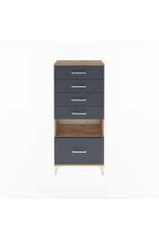 Arges Dolap Tek Raflı 5 Çekmeceli 60x30x134 Çam-Antrasit