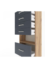 Arges Dolap Tek Raflı 5 Çekmeceli 60x30x134 Çam-Antrasit