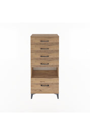 Arges Dolap Tek Raflı 5 Çekmeceli 60x30x134 Çam-Çam