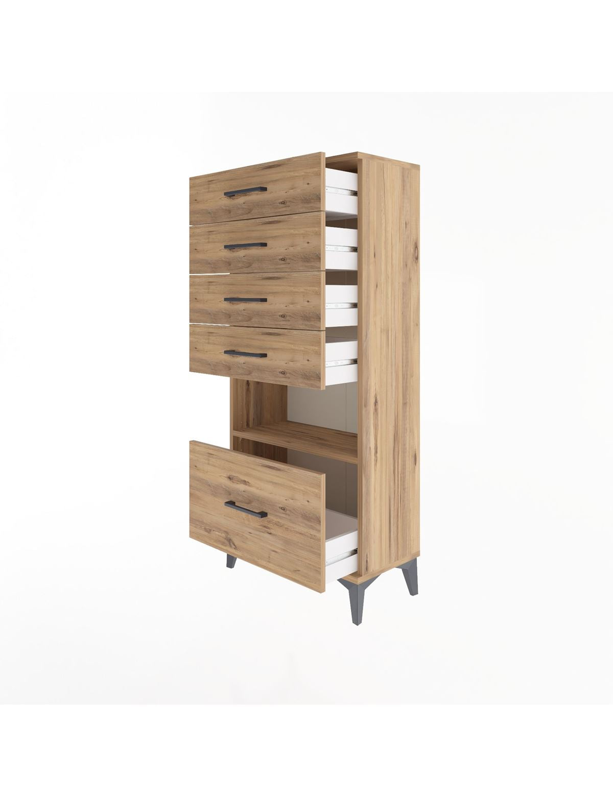 Arges Dolap Tek Raflı 5 Çekmeceli 60x30x134 - S17M012V9A