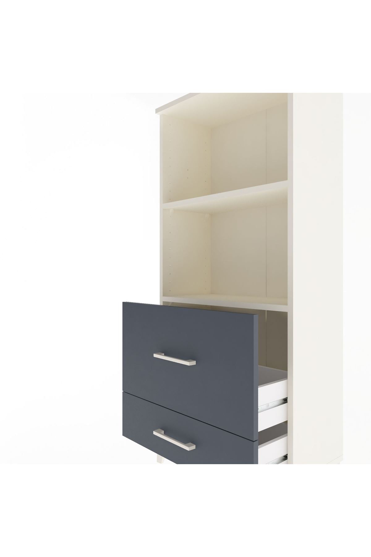 Arges Dolap 2 Raflı 2 Çekmeceli 60x30x134 Aytaşı-Antrasit