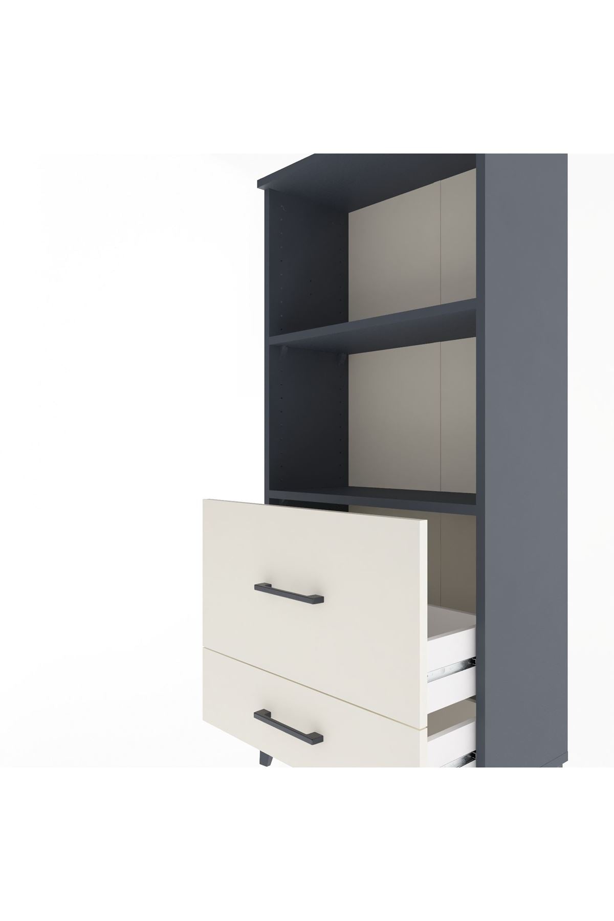 Arges Dolap 2 Raflı 2 Çekmeceli 60x30x134 Antrasit-Aytaşı