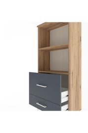 Arges Dolap 2 Raflı 2 Çekmeceli 60x30x134 Çam-Antrasit