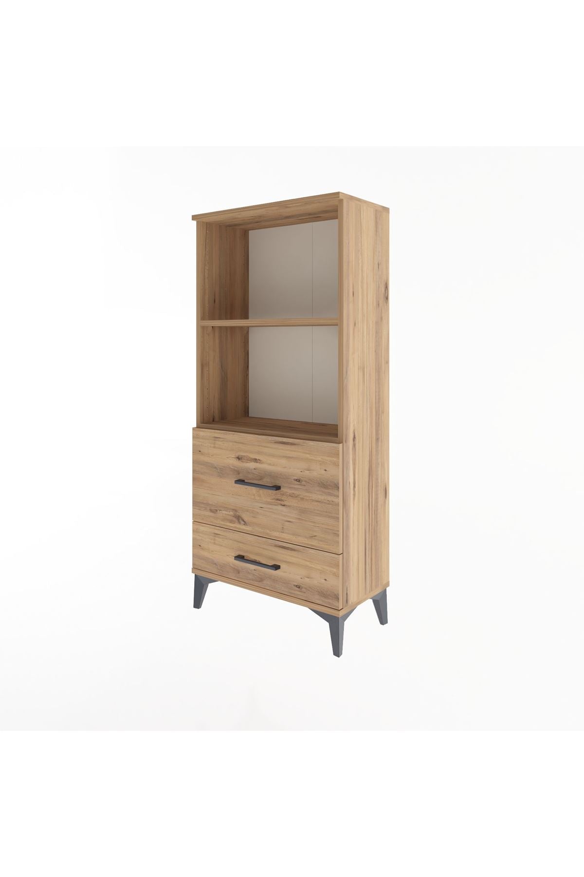 Arges Dolap 2 Raflı 2 Çekmeceli 60x30x134 Çam-Çam