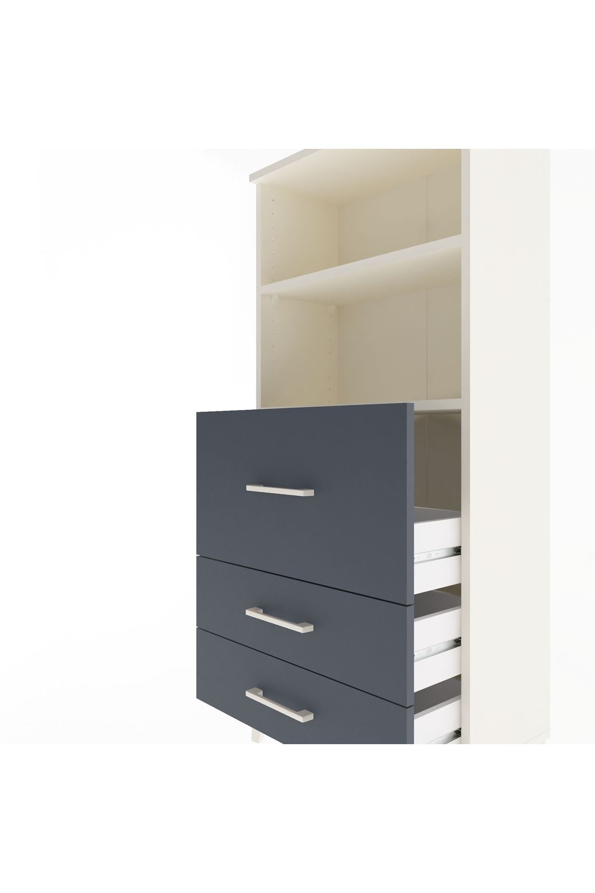 Arges Dolap 2 Raflı 3 Çekmeceli 60x30x134 Aytaşı-Antrasit