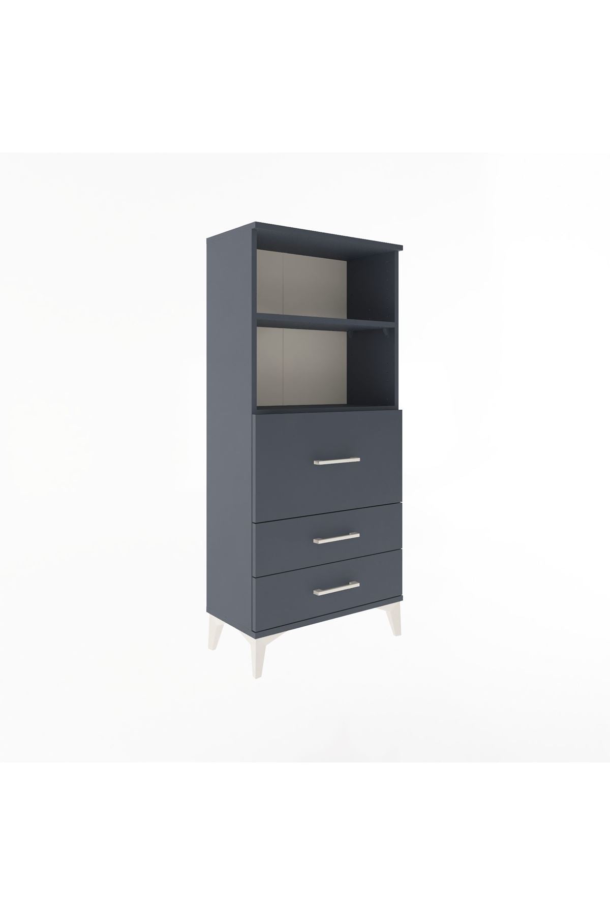 Arges Dolap 2 Raflı 3 Çekmeceli 60x30x134 Antrasit-Antrasit