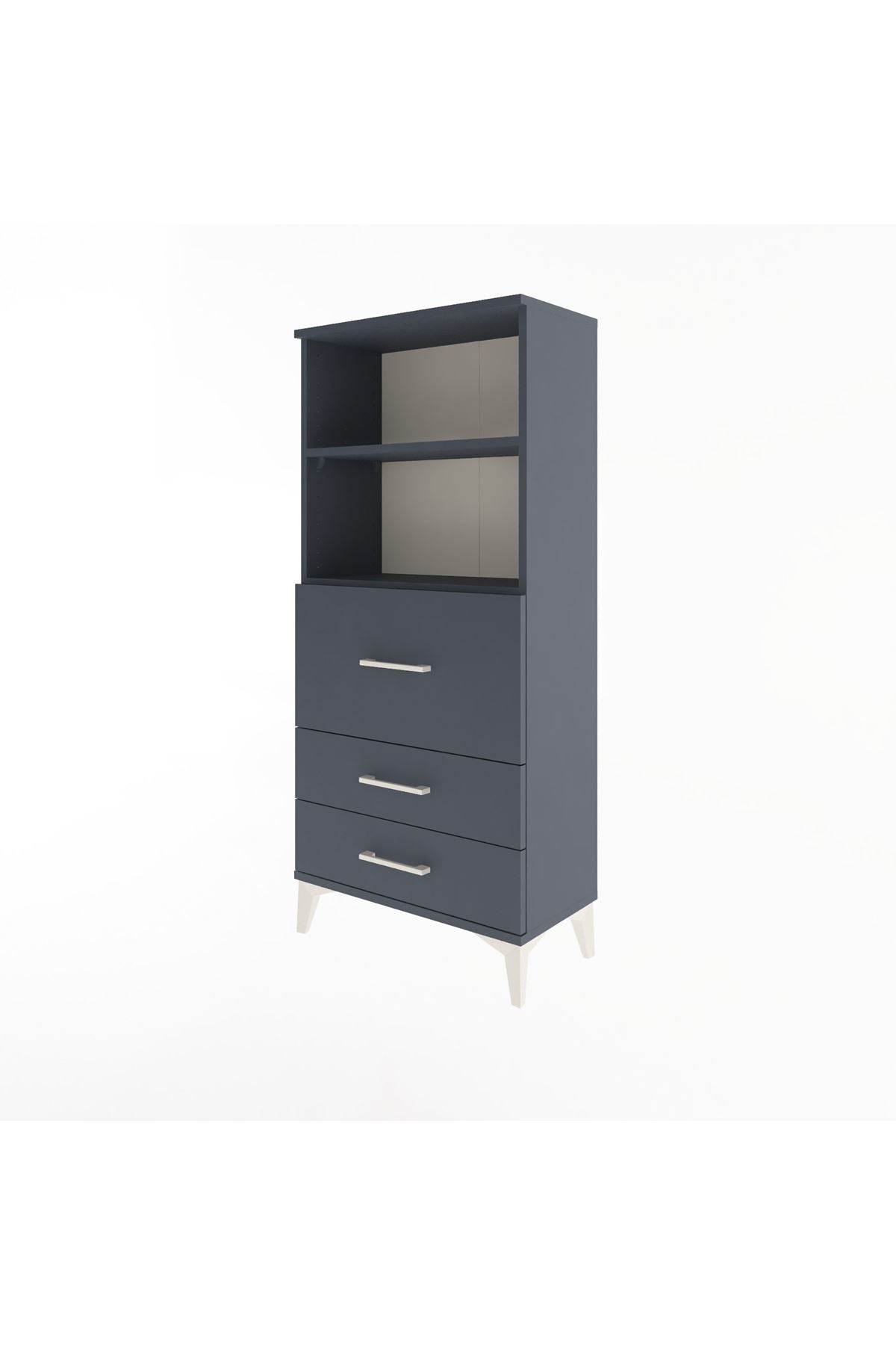 Arges Dolap 2 Raflı 3 Çekmeceli 60x30x134 Antrasit-Antrasit