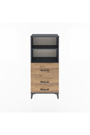 Arges Dolap 2 Raflı 3 Çekmeceli 60x30x134 Antrasit-Çam