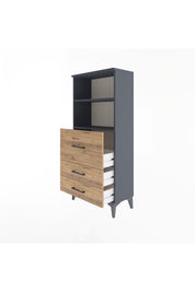 Arges Dolap 2 Raflı 3 Çekmeceli 60x30x134 Antrasit-Çam