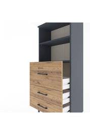 Arges Dolap 2 Raflı 3 Çekmeceli 60x30x134 Antrasit-Çam